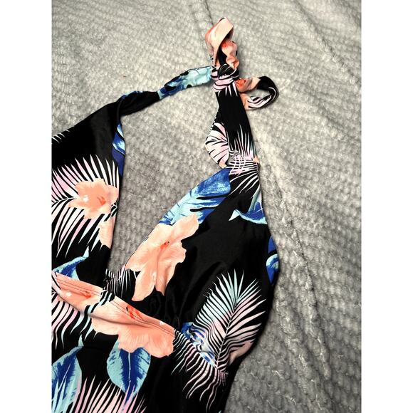 DKNY tummy control floral halter swimsuit womens large tropical vacation travel - Picture 3 of 8
